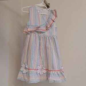 Bonnie Jean Pink and Blue Ruffled Tiered Sundress